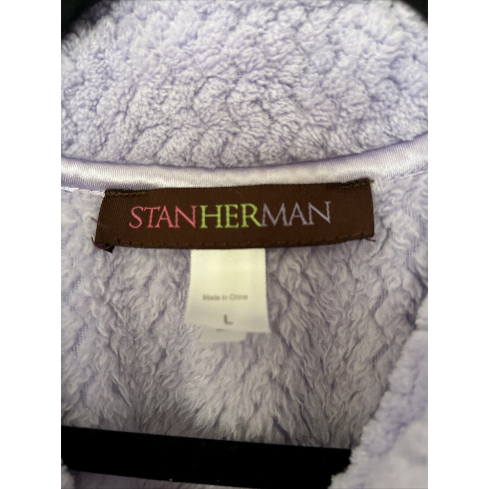 Stan Herman Lavendar Fleece Plush Robe Housecoat Long Zip SZ L - Picture 4 of 7